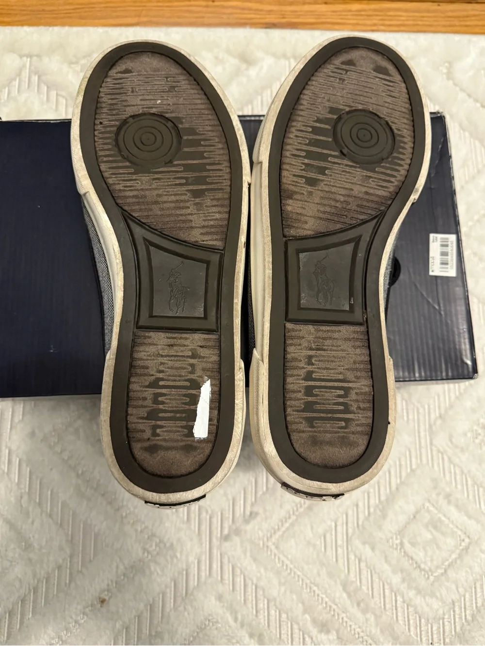 Polo by Ralph Lauren Men's Gray Canvas Boat Shoes with Black Laces